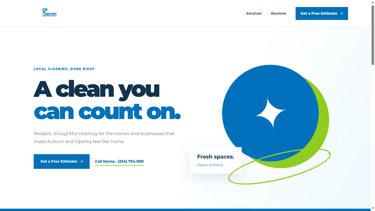 Gregory Cleaning Services website design
