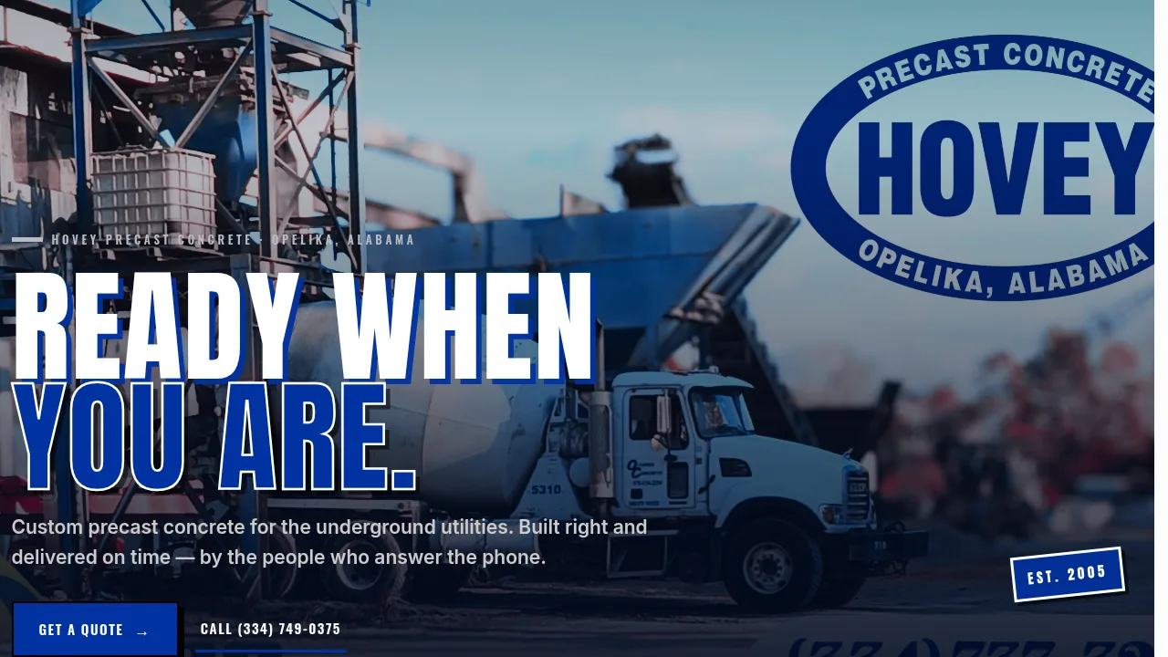 Hovey Precast Concrete website design